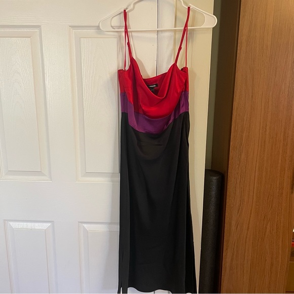 Express Dresses & Skirts - Express Red Purple Black Maxi Satin Dress